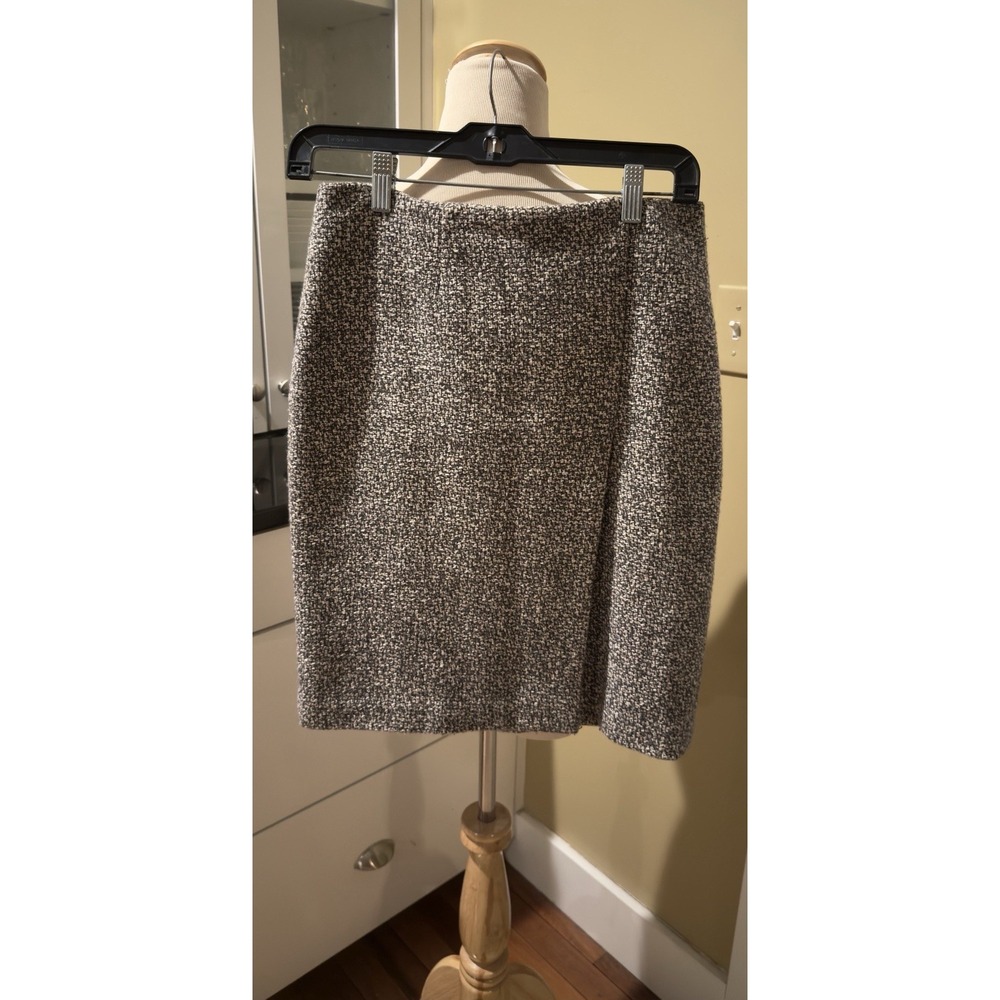 346‎ BROOKS BROTHERS PETITE GRAY WHITE TWEED WOOL BLEND LINED SKIRT Classy Sz 2P